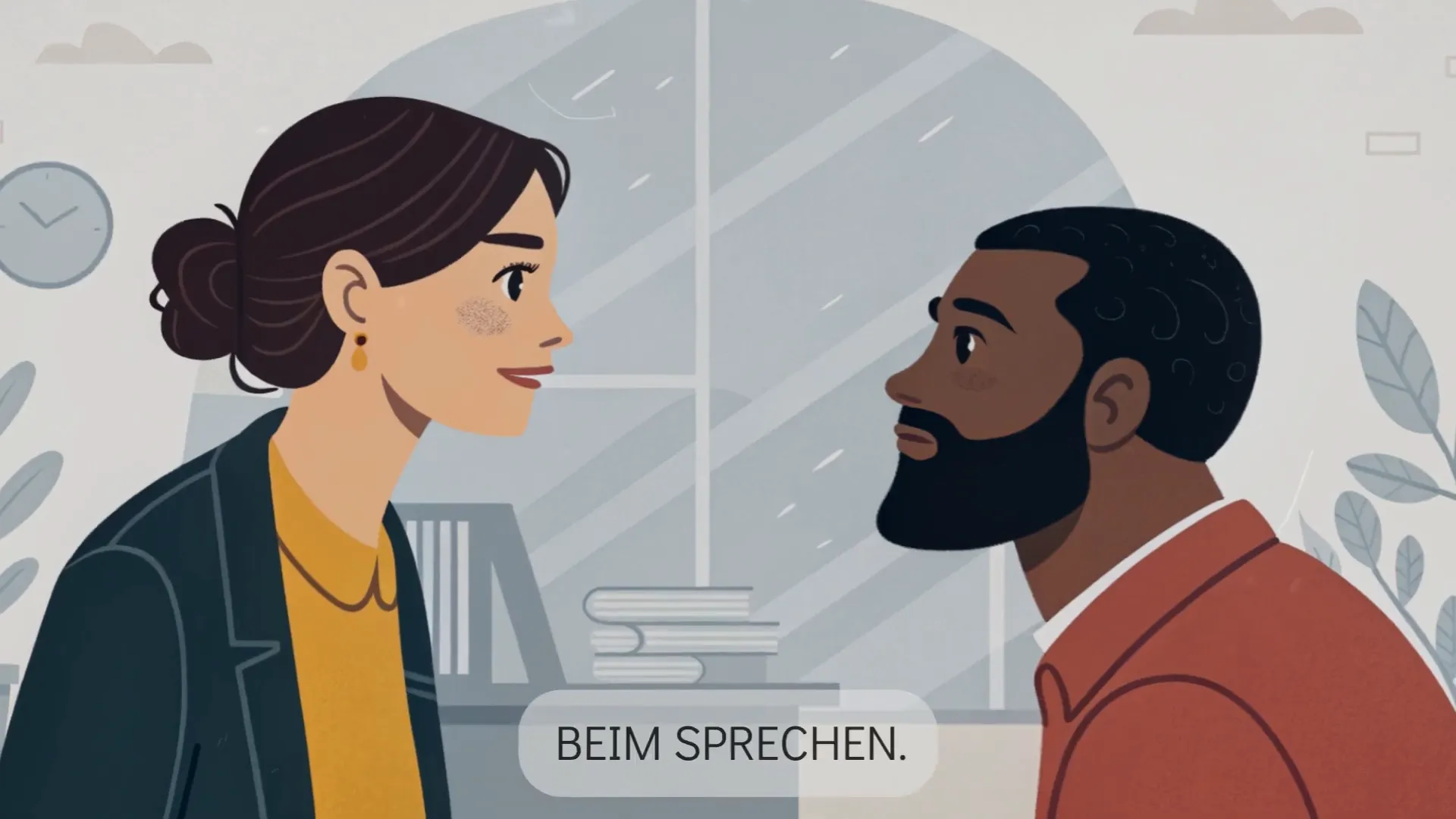 Frau spricht ruhig und gelassen