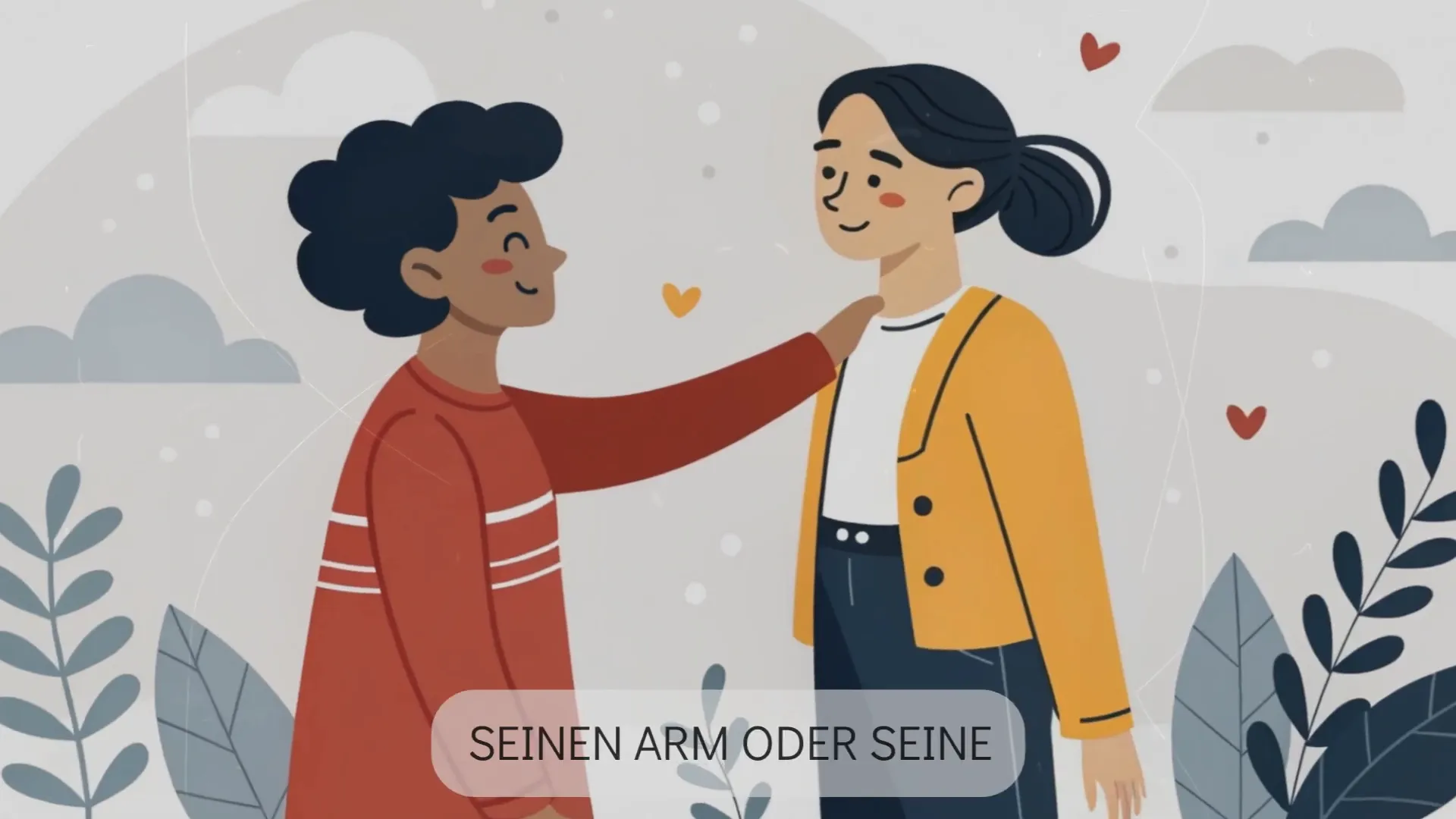 Frau berührt sanft den Arm eines Mannes