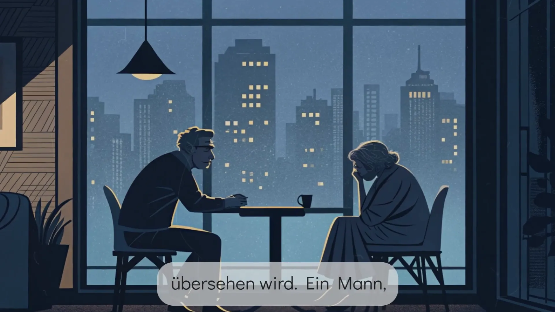 Mann stellt interessiert Fragen zur Lebensgeschichte der Frau