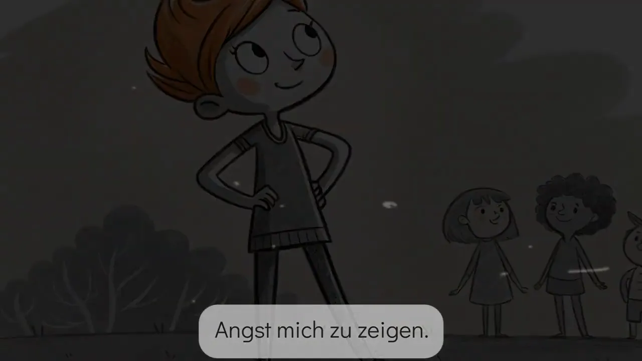 Illustration einer selbstbewussten Person mit kurzem Pixie-haarschnitt und Händen in den Hüften